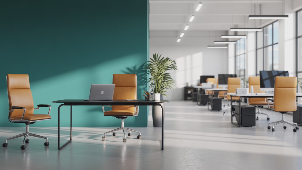 Office colour combination sage green and cream