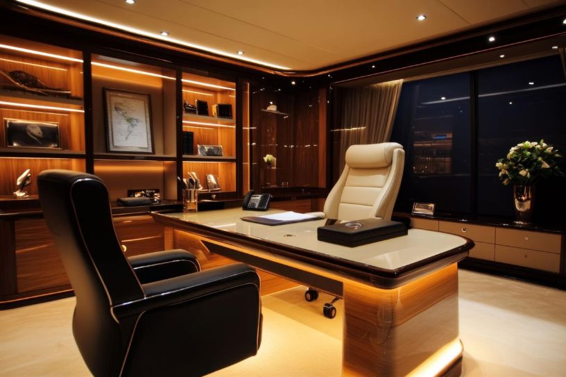 ceo cabin with statement and artistic design