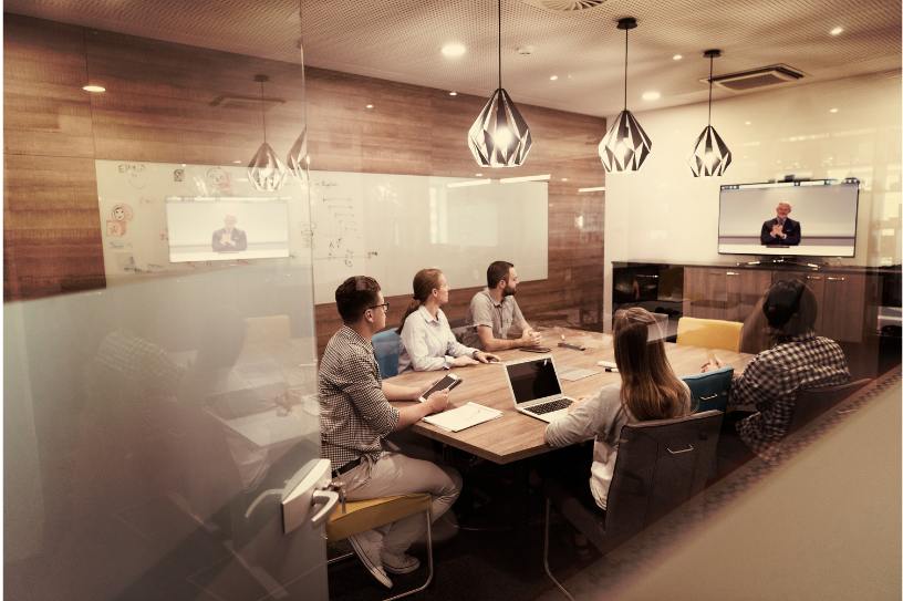 statement lighting office interior