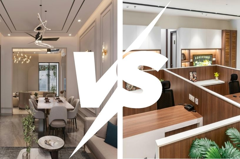 difference residential and commercial interior design