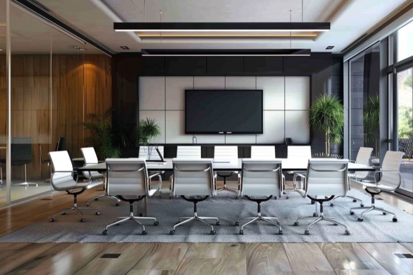 open plan office space with workstations
