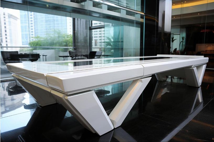 futuristic white high gloss console table