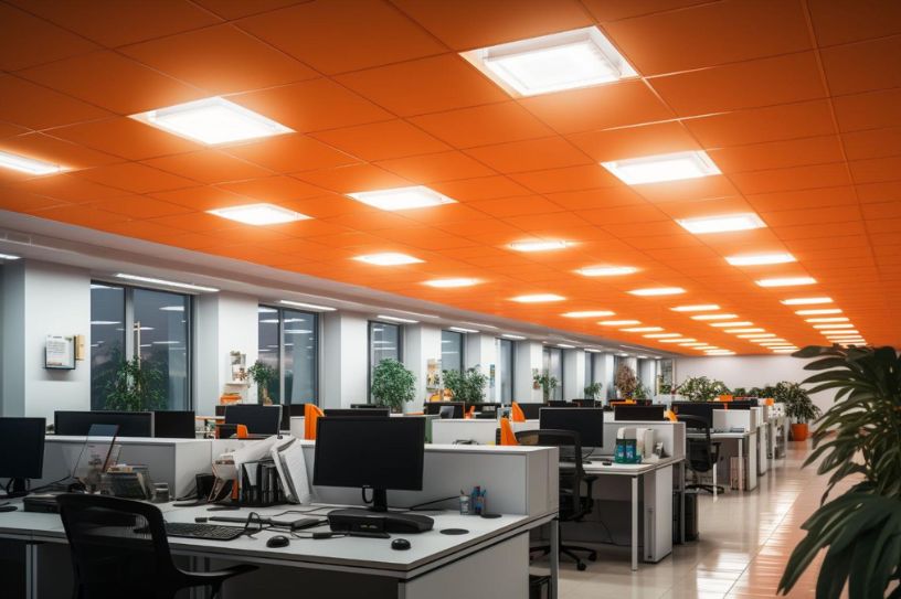 modern office false ceiling with led panels