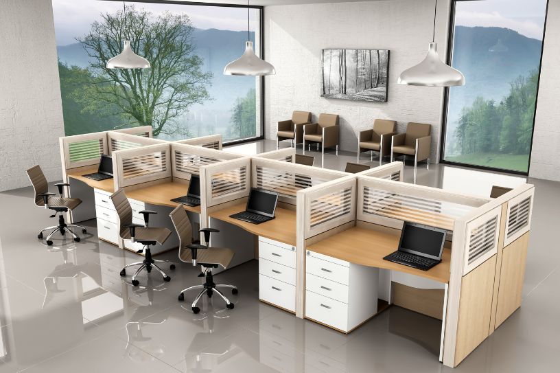 wooden office workstation design