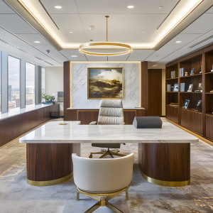 conference room with a long wooden table