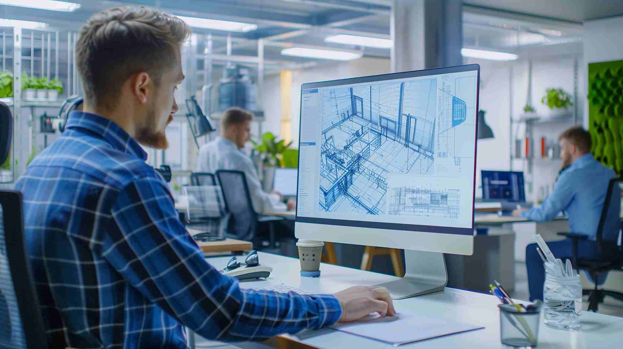 engineer working with cad software