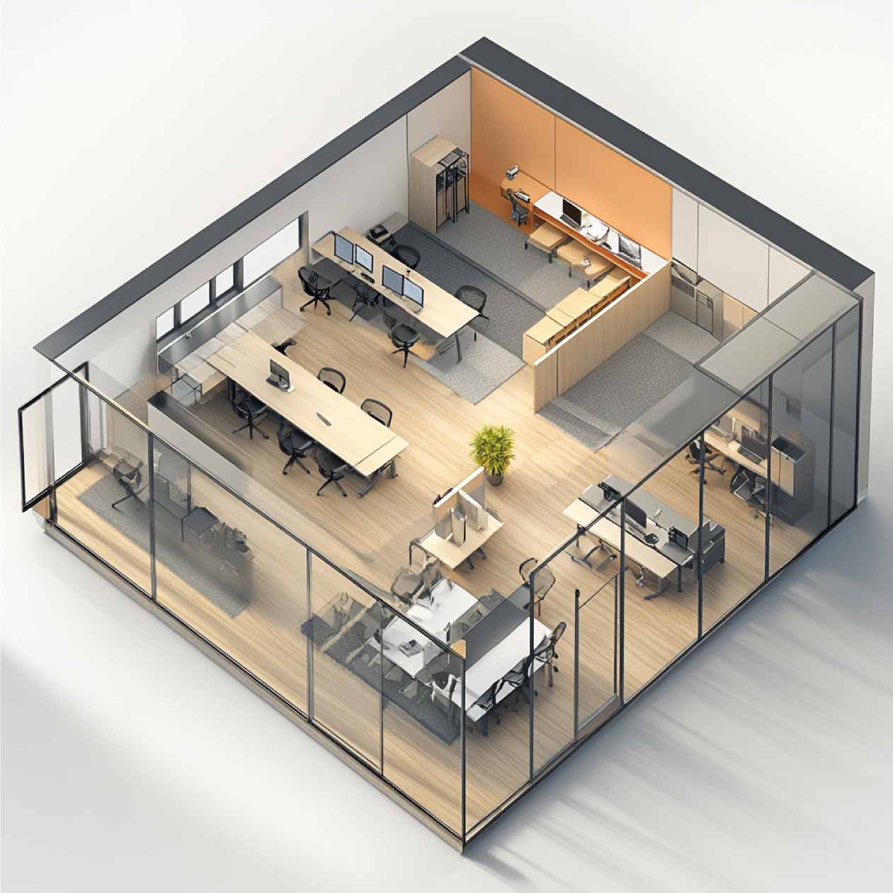 professional office with collaborative zones