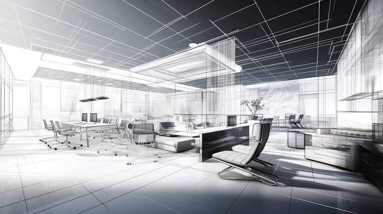 wireframe concept interior modern office
