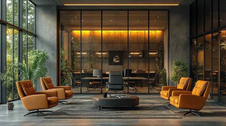luxury ofiice room with modern chairs