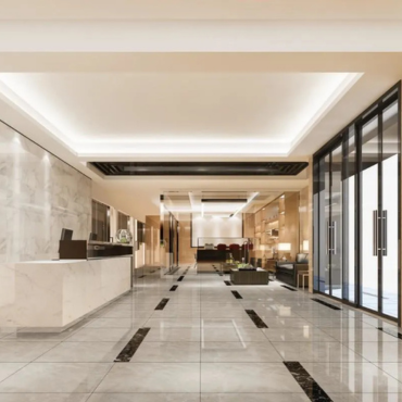 modern luxury office reception with meeting room