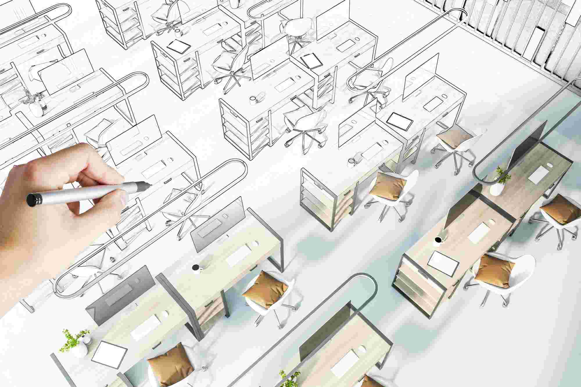 before after renovation coworking office interior sketch repairs concept