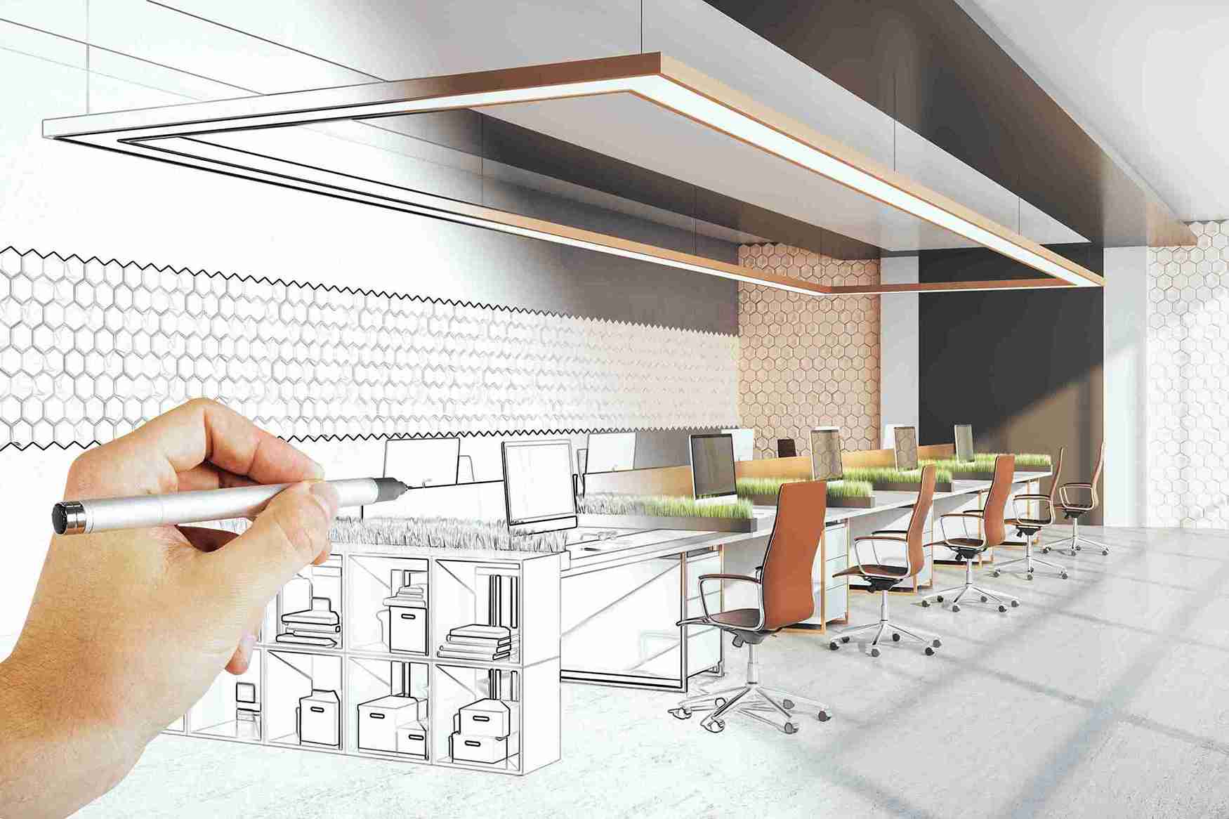 modern office interior design sketch